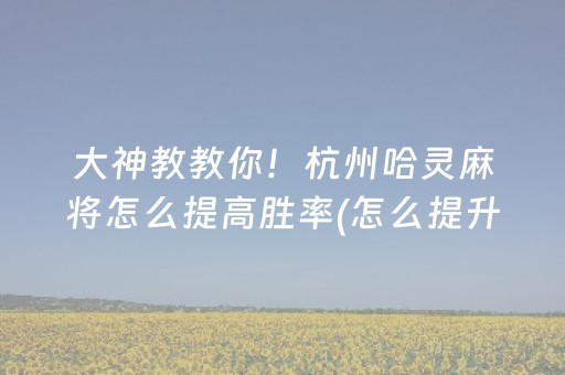 大神教教你！杭州哈灵麻将怎么提高胜率(怎么提升胜率)
