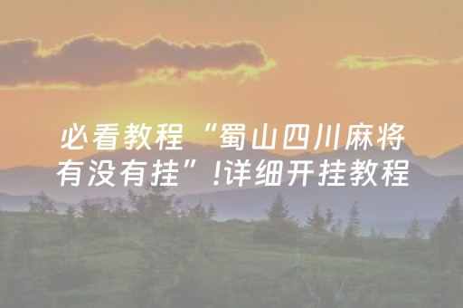 必看教程“蜀山四川麻将有没有挂”!详细开挂教程-抖音