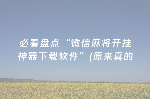 必看盘点“微信麻将开挂神器下载软件”(原来真的有挂)-抖音