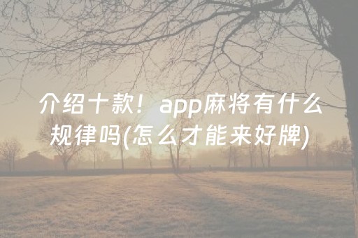 介绍十款！app麻将有什么规律吗(怎么才能来好牌)