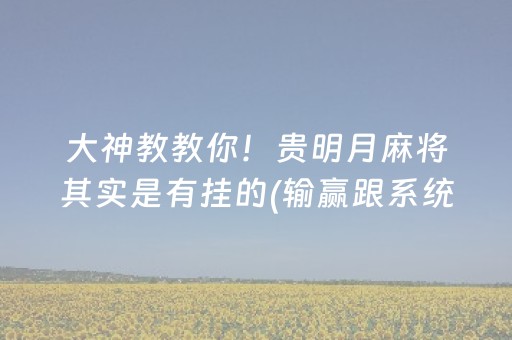 大神教教你！贵明月麻将其实是有挂的(输赢跟系统有关系吗)