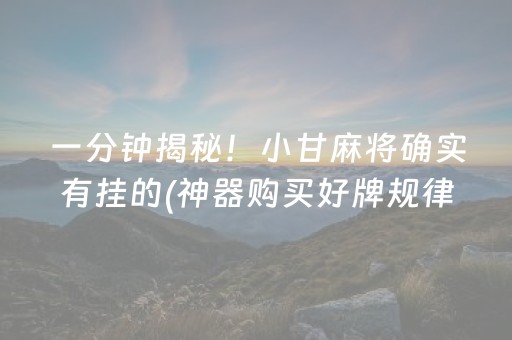 一分钟揭秘！小甘麻将确实有挂的(神器购买好牌规律)