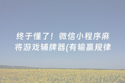 终于懂了！微信小程序麻将游戏辅牌器(有输赢规律吗)