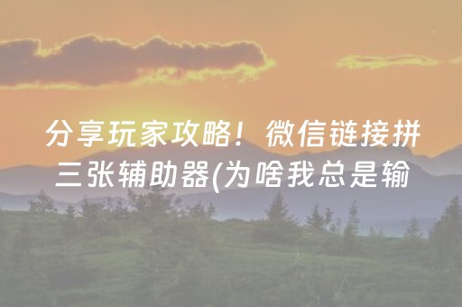 分享玩家攻略！微信链接拼三张辅助器(为啥我总是输)