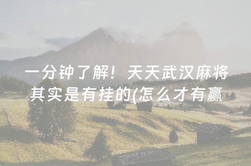一分钟了解！天天武汉麻将其实是有挂的(怎么才有赢的几率)
