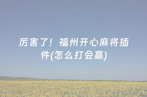 厉害了！福州开心麻将插件(怎么打会赢)
