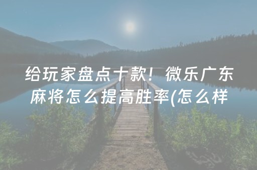给玩家盘点十款！微乐广东麻将怎么提高胜率(怎么样来好牌)
