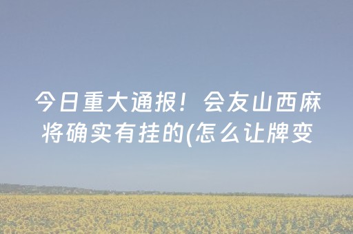 今日重大通报！会友山西麻将确实有挂的(怎么让牌变好)