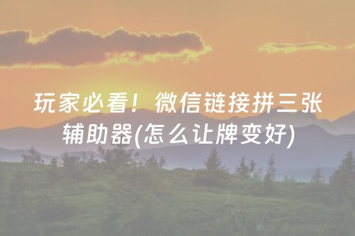 玩家必看！微信链接拼三张辅助器(怎么让牌变好)