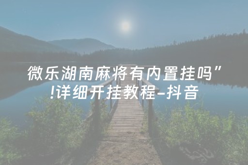 微乐湖南麻将有内置挂吗”!详细开挂教程-抖音