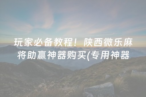 玩家必备教程！陕西微乐麻将助赢神器购买(专用神器下载)