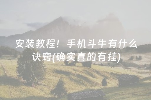 安装教程！手机斗牛有什么诀窍(确实真的有挂)