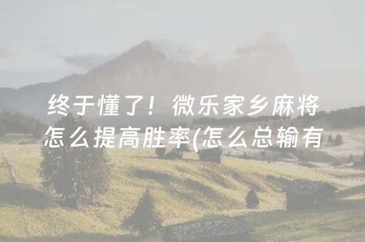 终于懂了！微乐家乡麻将怎么提高胜率(怎么总输有什么猫腻)