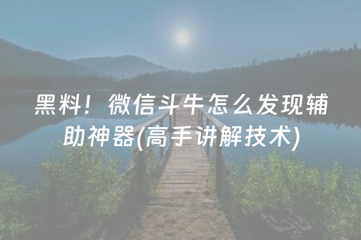 黑料！微信斗牛怎么发现辅助神器(高手讲解技术)