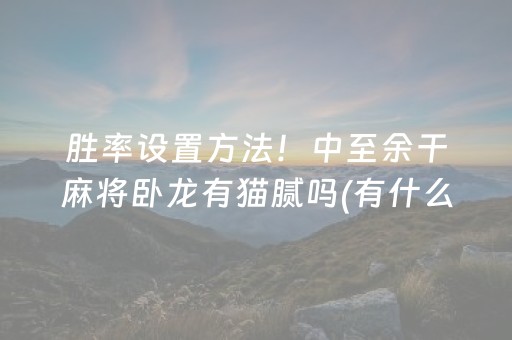 胜率设置方法！中至余干麻将卧龙有猫腻吗(有什么赢的技巧)