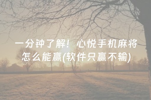 一分钟了解！心悦手机麻将怎么能赢(软件只赢不输)