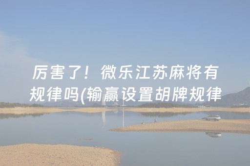厉害了！微乐江苏麻将有规律吗(输赢设置胡牌规律)
