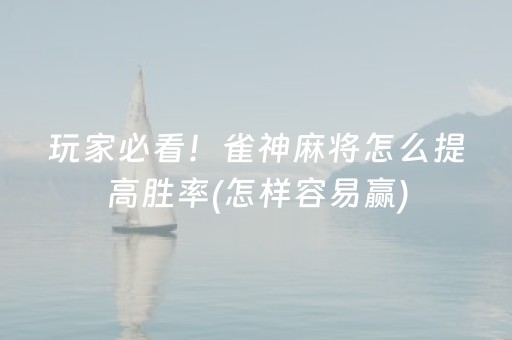 玩家必看！雀神麻将怎么提高胜率(怎样容易赢)