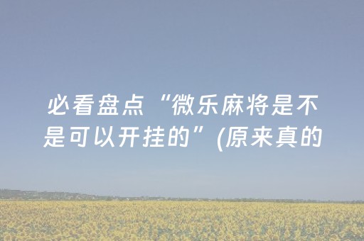 必看盘点“微乐麻将是不是可以开挂的”(原来真的有挂)-抖音