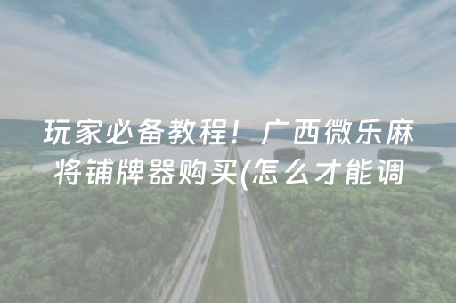 玩家必备教程！广西微乐麻将铺牌器购买(怎么才能调胜率)