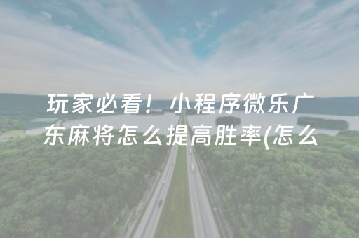 玩家必看！小程序微乐广东麻将怎么提高胜率(怎么搞提高胜率)