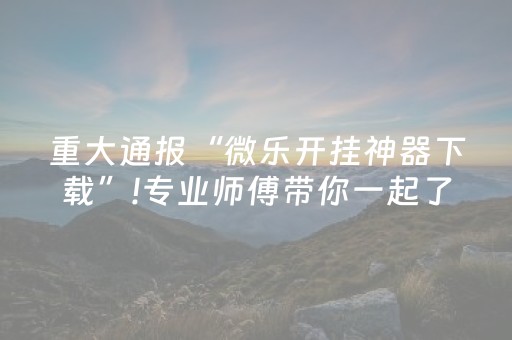 重大通报“微乐开挂神器下载”!专业师傅带你一起了解（详细教程）-抖音