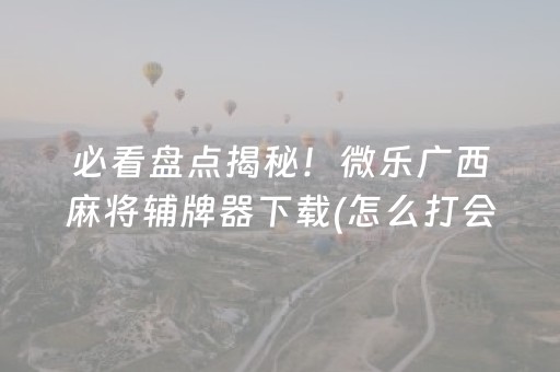 必看盘点揭秘！微乐广西麻将辅牌器下载(怎么打会赢)