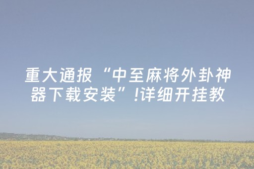 重大通报“中至麻将外卦神器下载安装”!详细开挂教程-抖音