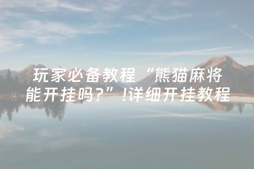 玩家必备教程“熊猫麻将能开挂吗?”!详细开挂教程-抖音