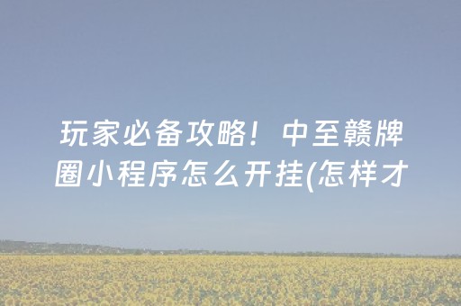 玩家必备攻略！中至赣牌圈小程序怎么开挂(怎样才能有好牌)