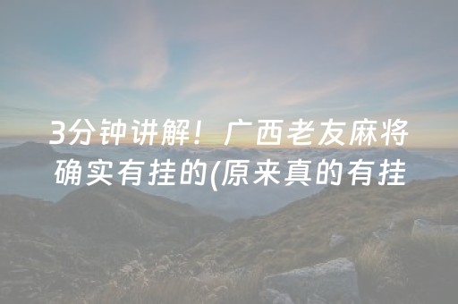 3分钟讲解！广西老友麻将确实有挂的(原来真的有挂)