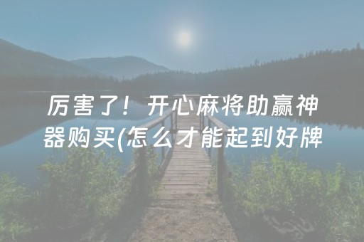 厉害了！开心麻将助赢神器购买(怎么才能起到好牌)