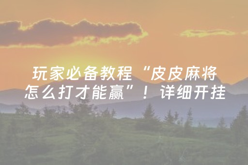 玩家必备教程“皮皮麻将怎么打才能赢”！详细开挂教程（确实真的有挂)-抖音