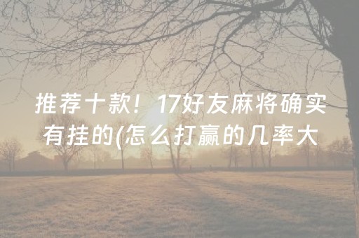 推荐十款！17好友麻将确实有挂的(怎么打赢的几率大)