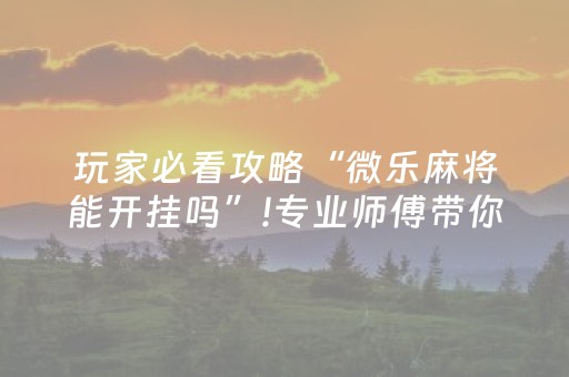玩家必看攻略“微乐麻将能开挂吗”!专业师傅带你一起了解（详细教程）-抖音