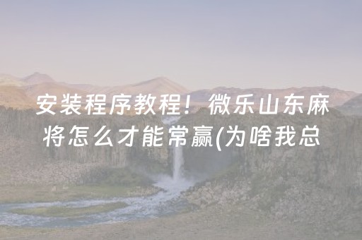 安装程序教程！微乐山东麻将怎么才能常赢(为啥我总是输)