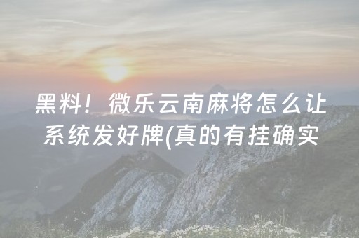 黑料！微乐云南麻将怎么让系统发好牌(真的有挂确实有挂)