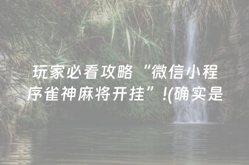 玩家必看攻略“微信小程序雀神麻将开挂”!(确实是有挂)-抖音