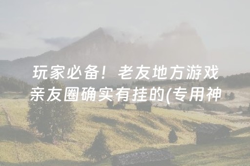 玩家必备！老友地方游戏亲友圈确实有挂的(专用神器下载)