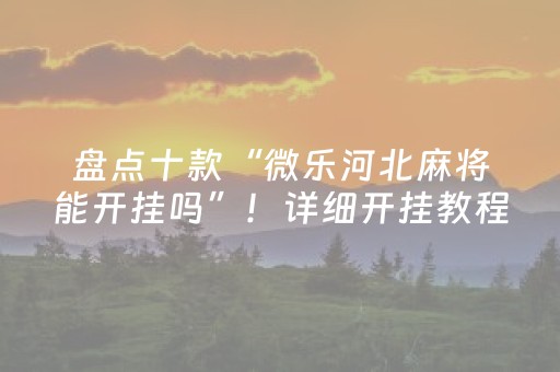 盘点十款“微乐河北麻将能开挂吗”！详细开挂教程（确实真的有挂)-抖音