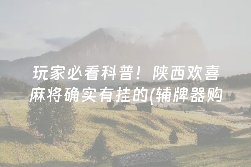 玩家必看科普！陕西欢喜麻将确实有挂的(辅牌器购买)