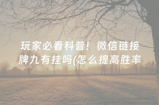 玩家必看科普！微信链接牌九有挂吗(怎么提高胜率)