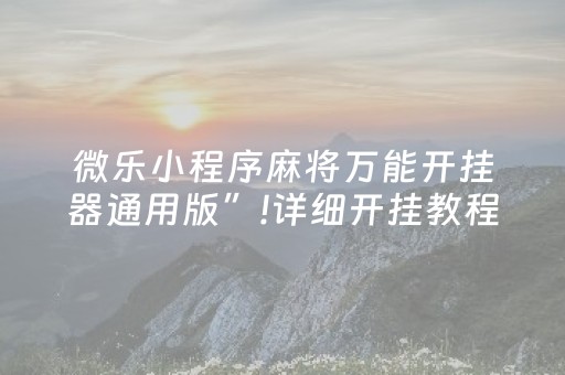 教程辅助“程序麻将机,上门安装（专用辅牌神器免安装）