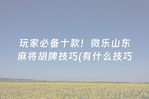 玩家必备十款！微乐山东麻将胡牌技巧(有什么技巧)