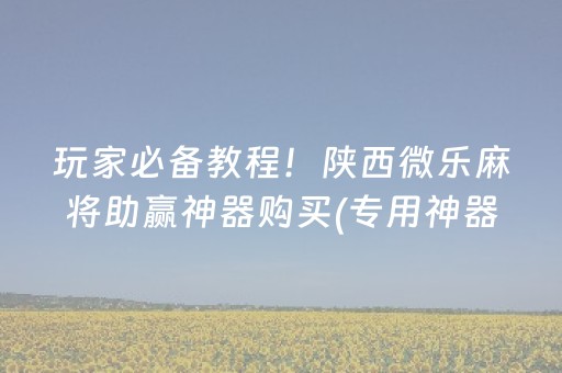 玩家必备教程！陕西微乐麻将助赢神器购买(专用神器下载)