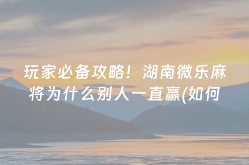 玩家必备攻略！湖南微乐麻将为什么别人一直赢(如何能一直赢)