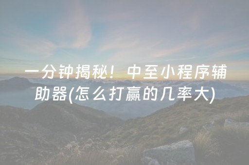 一分钟揭秘！中至小程序辅助器(怎么打赢的几率大)