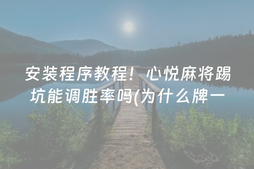 安装程序教程！心悦麻将踢坑能调胜率吗(为什么牌一直很差)