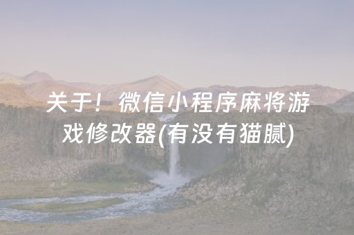 关于！微信小程序麻将游戏修改器(有没有猫腻)