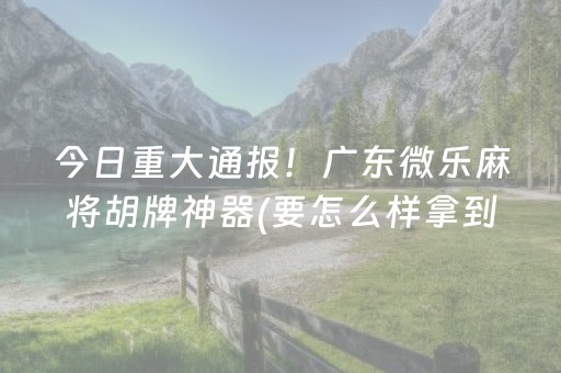 今日重大通报！广东微乐麻将胡牌神器(要怎么样拿到好牌)